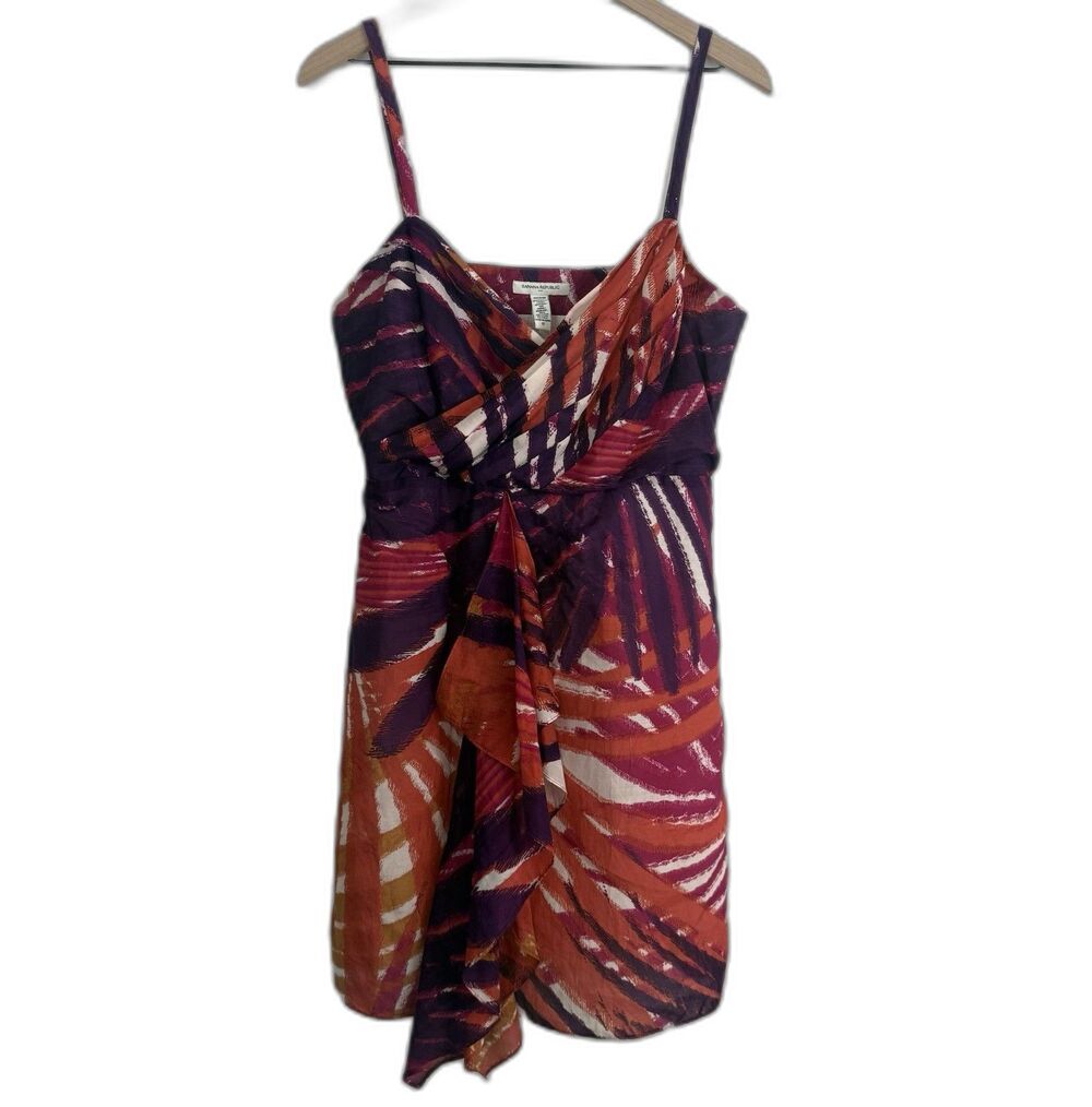 Banana Republic Botanical Strappy Silk Faux-Wrap Sheath Dress